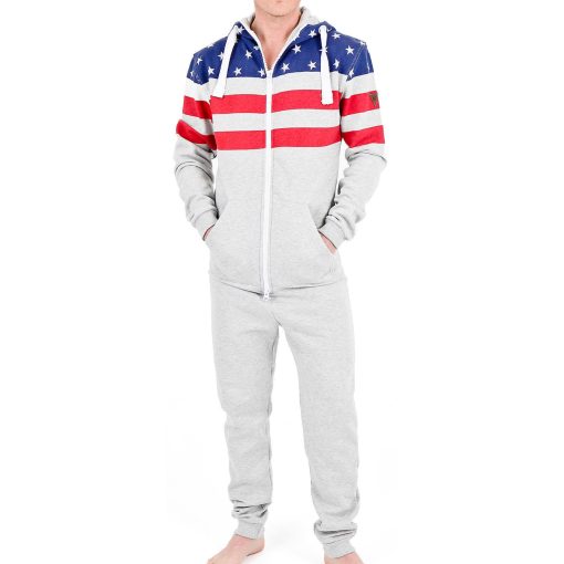 Mens Grey Onesie Hoodie Tracksuit