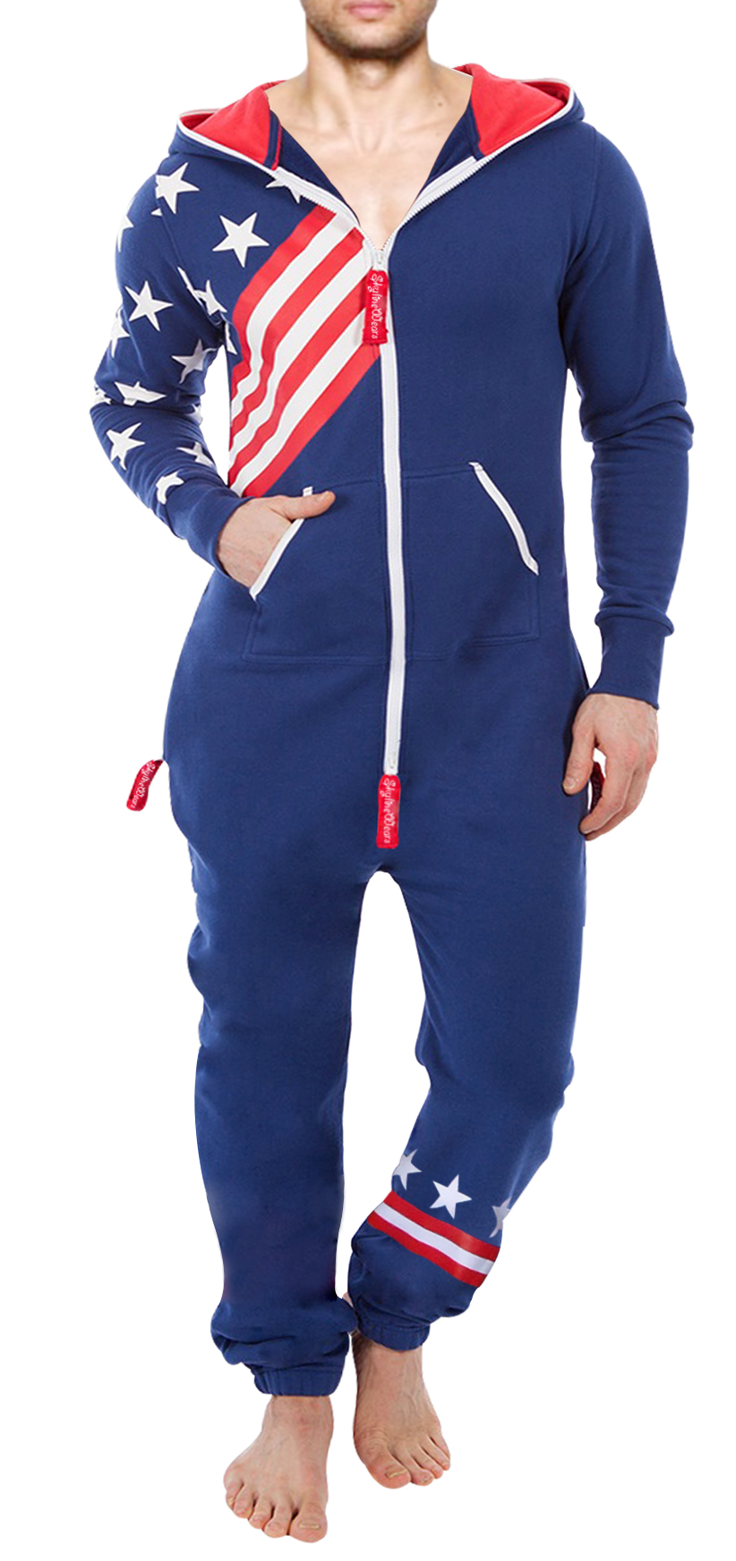 Mens Allover Blue Onesie Printed Playsuit Skylinewears