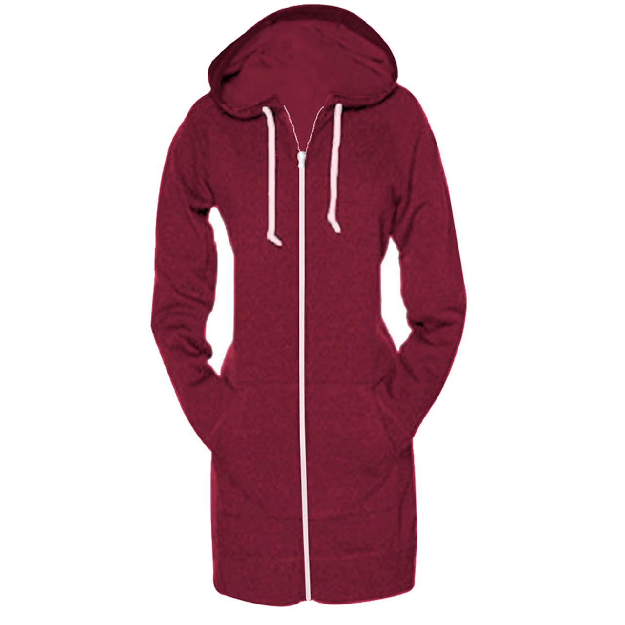 womens long length zip up hoodie