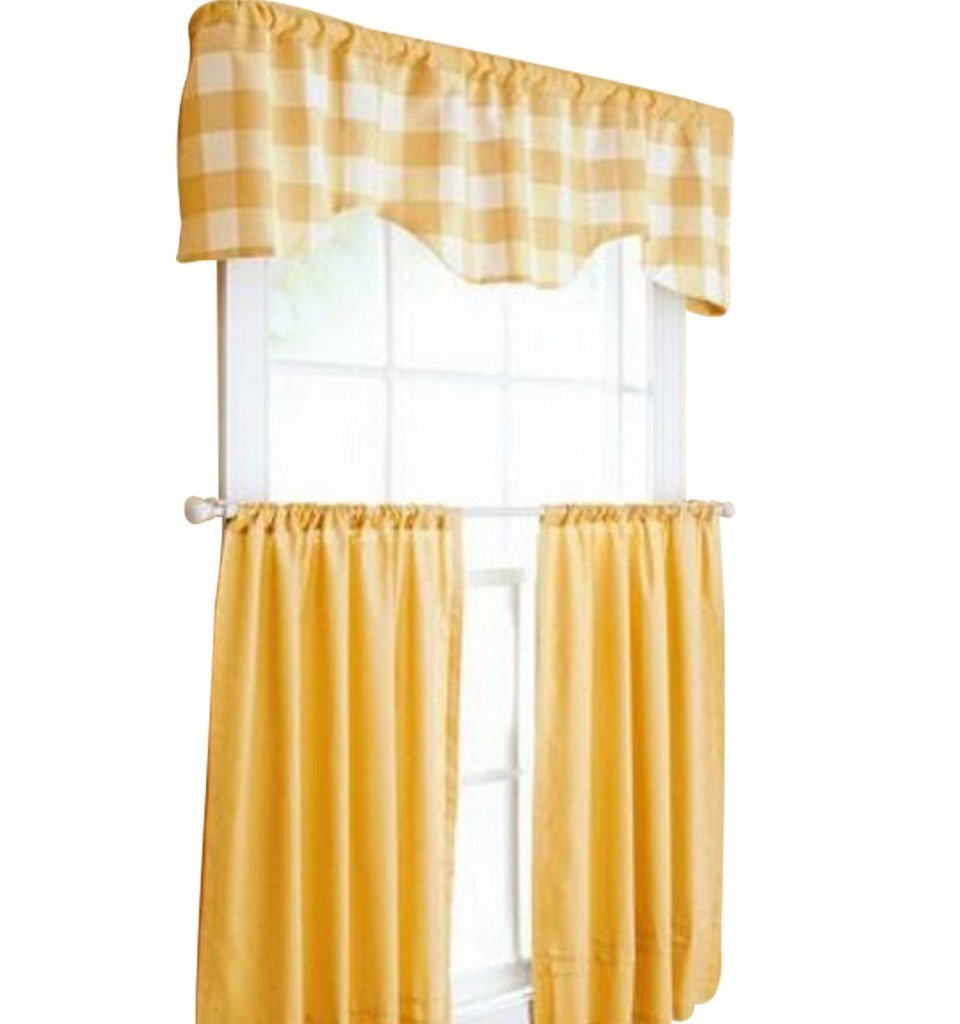 Kitchen Curtain Valance 3 Piece Tap Top Tiers Valance Set