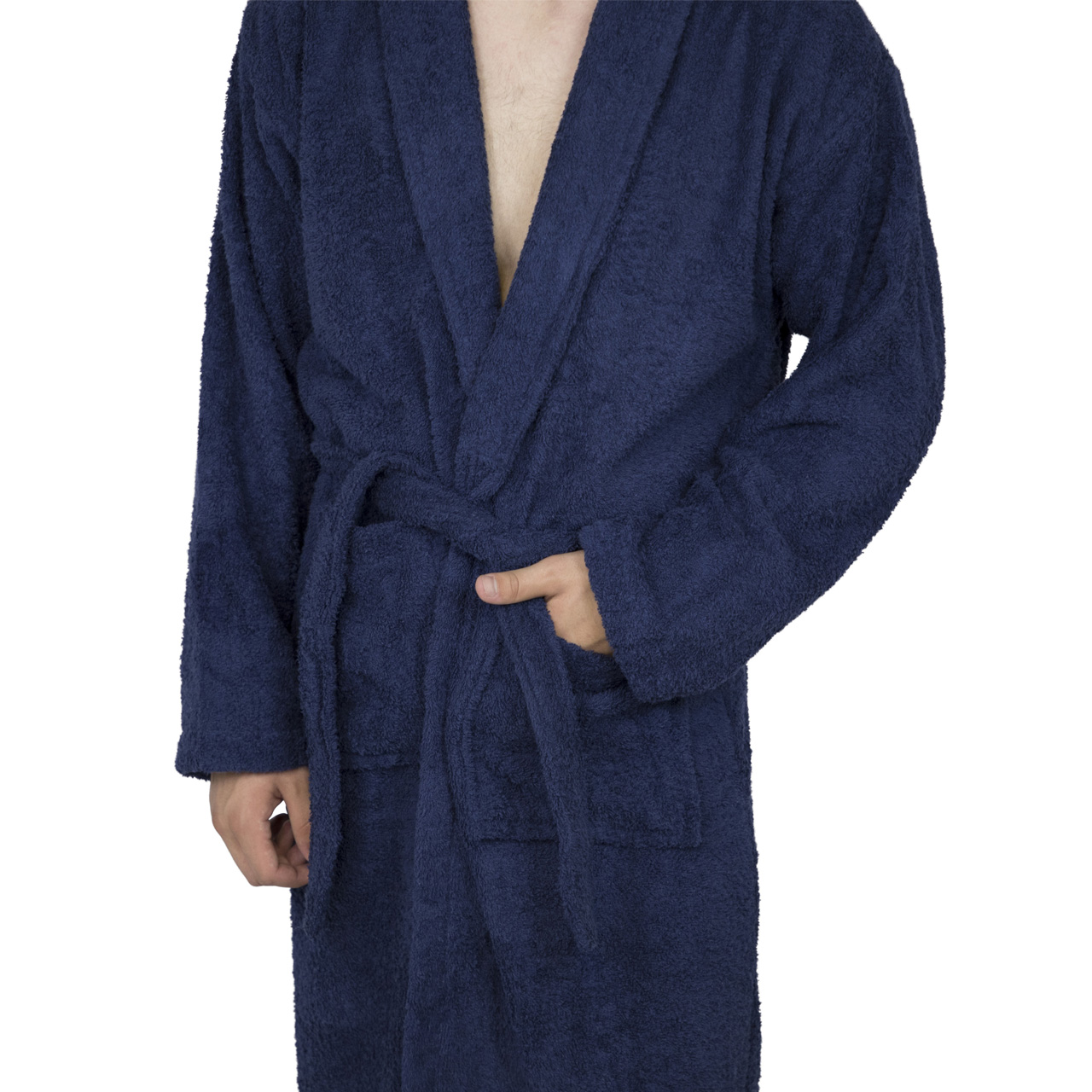 Men’s Navy 100% Terry Cotton Bathrobe Toweling Robe