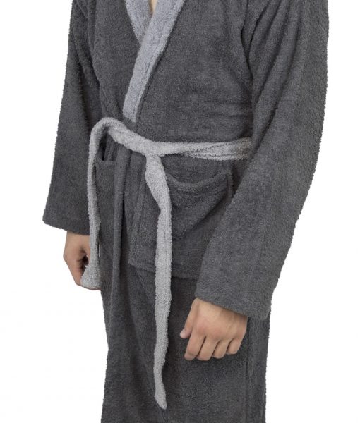 Mens Terry Toweling Cotton Bathrobe Dressing Gown Robe Gray 8076