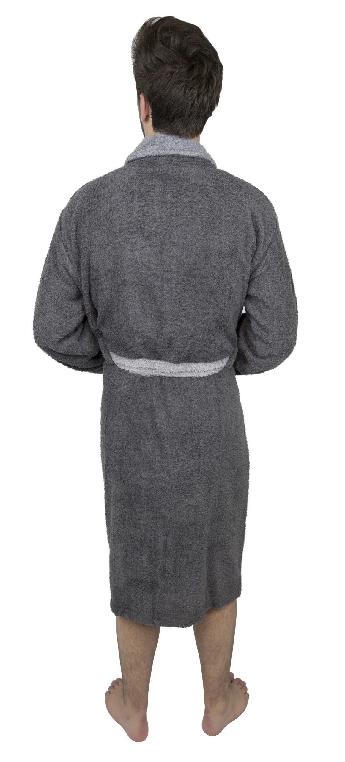 Mens Terry Toweling Cotton Bathrobe Dressing Gown Robe Gray 6445