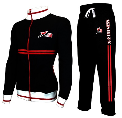 mens red and black tracksuit