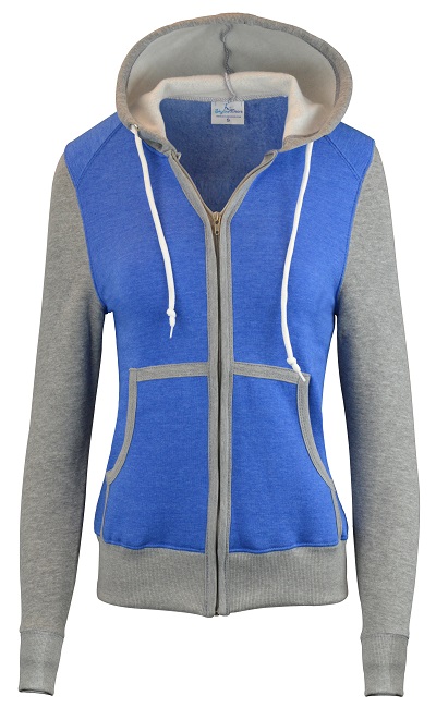 SKYLINEWEARS Women’s Gray-TBlue Basic Zip Up Fleece Hoodie