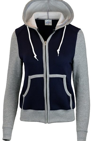 SKYLINEWEARS Women’s Gray-Navy Basic Zip Up Fleece Hoodie