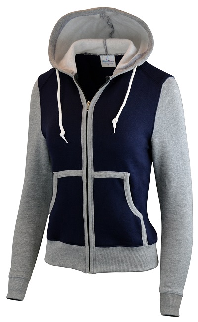 SKYLINEWEARS Women’s Gray-Navy Basic Zip Up Fleece Hoodie