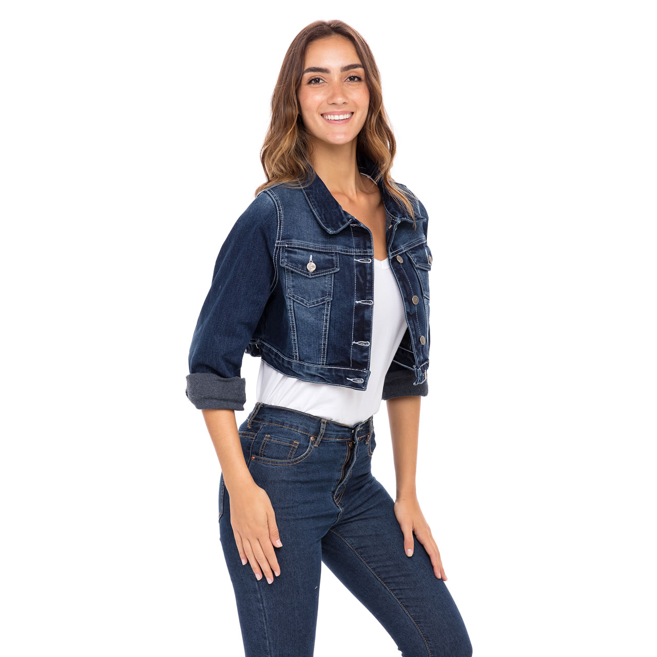 Women's Dark Blue Oversized Denim Long Sleeve Ladies Plus Size Jean ...